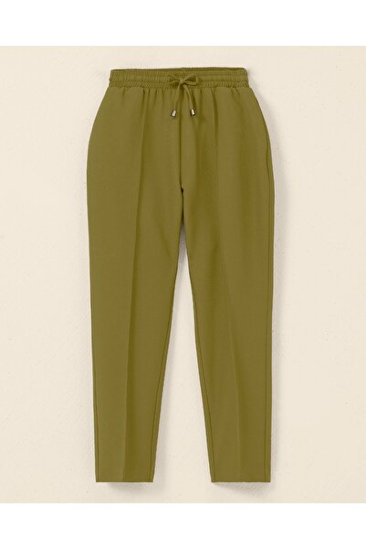 SEÇİL New Women Elastic Waist Pocket Ankle Length Pants 10002421011036