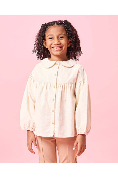 REDTAG Girls White Embroidered Peter pan Collar Blouse