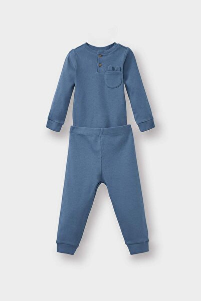 DeFacto Baby Boy 2-Piece Set Corded Fabric Ribbed Knit Long Sleeve T-Shirt Sweatpants F4660A525Au