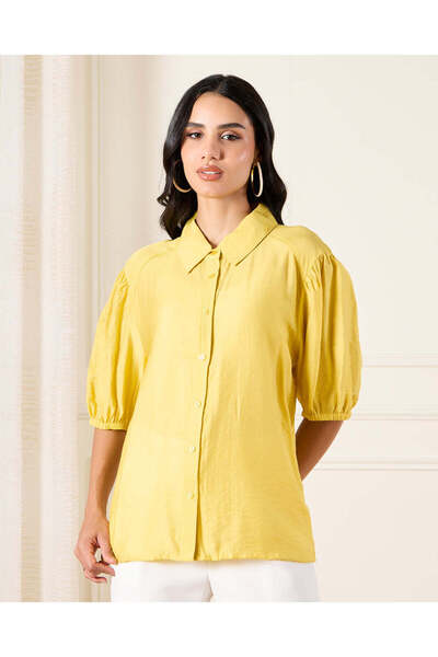 REDTAG Women Yellow Button Down Shirt