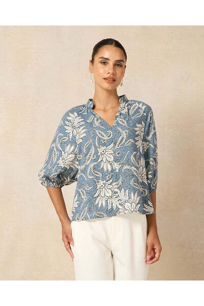 REDTAG بلوزة نسائية زرقاء مطبوع