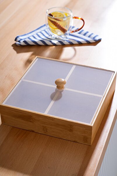 ACAR Bamboo 4 Compartment Storage Box
