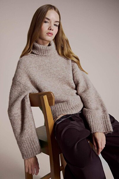 DeFacto Wool Blend Turtleneck Oversized Fit Knitwear Sweater F3252Ax25Wn