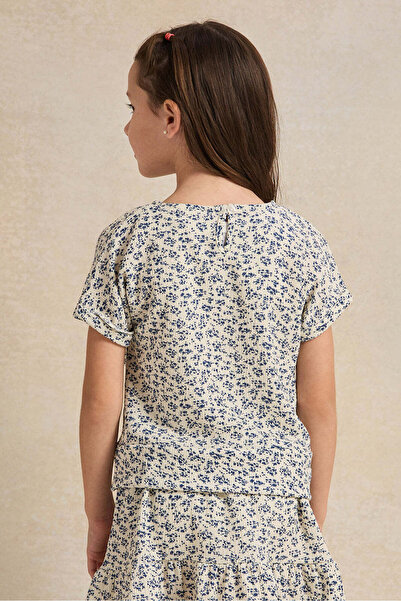 REDTAG Girls White Floral Allover Print Blouse