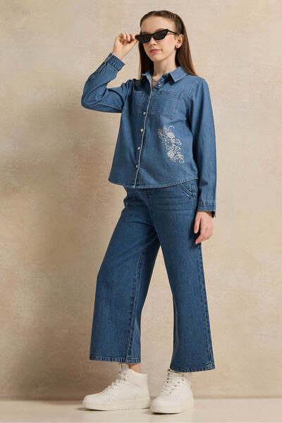 REDTAG Senior Girls Blue Denim Shirt