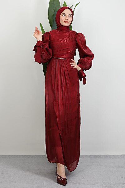 GİYZAMİLA Ahunisa Yoryo Evening Dress Burgundy