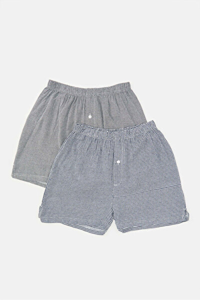 REDTAG Men Grey Checkered Boxers Set (Pack of 2)