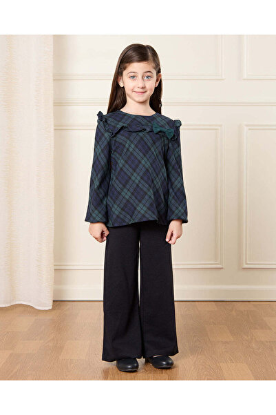 REDTAG Girls Navy Checkered Top