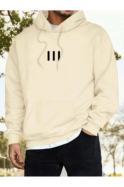 ibibik moda Men's Minimalist Graphic Printed Hoodie
