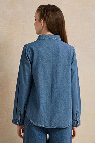 REDTAG Senior Girls Blue Denim Shirt