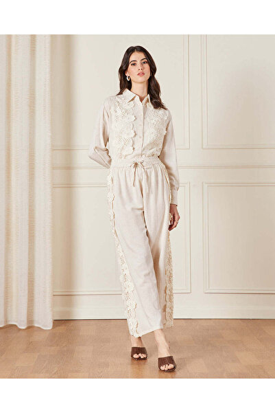 REDTAG Women Cream Embellished Detailed Shirt