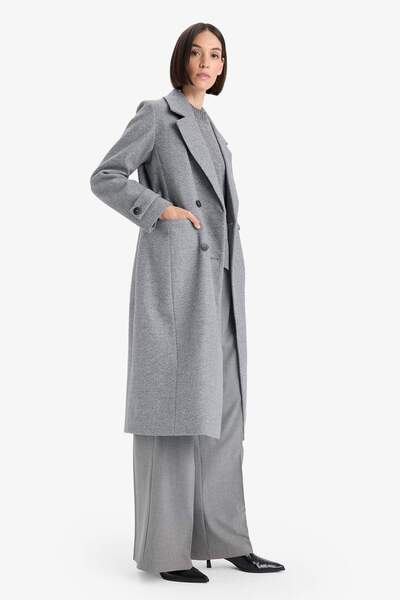 DeFacto Regular Fit Düğmeli Kaşe Uzun Kaban F1215AX25WN