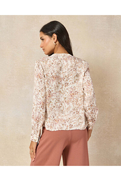 REDTAG Women Pink Centre Pleat Neck Gathered Blouse