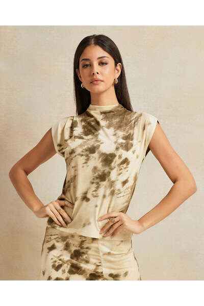 REDTAG Women Beige All-Over Print Top