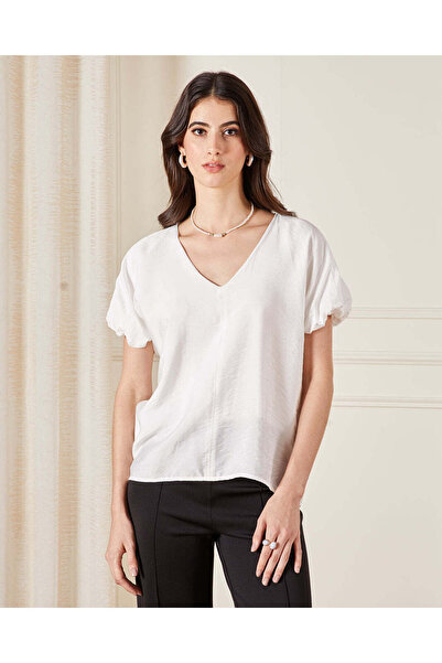REDTAG Women White Plain Blouse