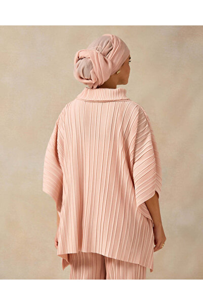 REDTAG Women Pink Pleated High Neck Blouse