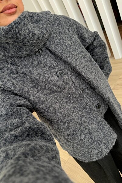 SHILSEE BEUTİQUE Women's Knitted Buttoned Jacket Anthracite