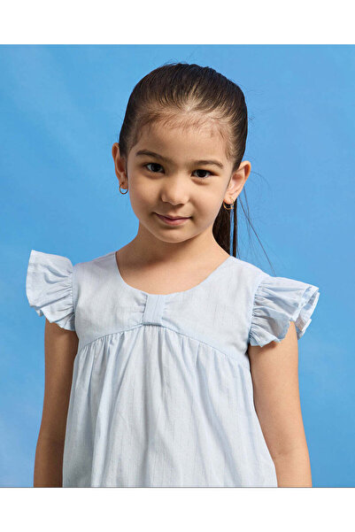 REDTAG Girls Blue Button Back Blouse