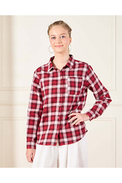 REDTAG Senior Girls Red Checkered Shirt