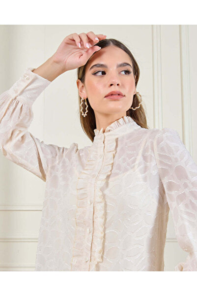 REDTAG Women Cream Jacquard Blouse