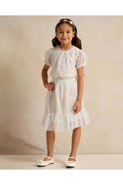 REDTAG Girls White Embroidered Blouse