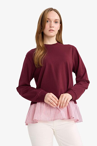 DeFacto Regular Fit Crew Neck Hem Detailed Sweatshirt Tunic F3293Ax25Wn