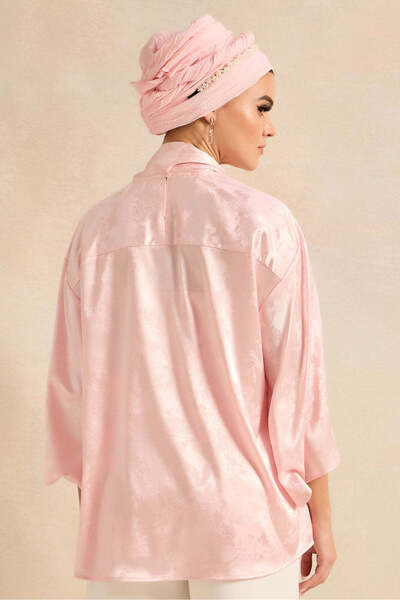 REDTAG Women Pink Shirt With Front Neck Bow