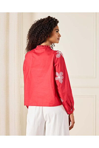 REDTAG Women Red Embroidered Blouse