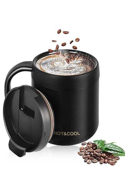 Arabest كوب قهوة للسفر، كوب قهوة من الفولاذ المقاوم للصدأ، متين للمشروبات المثلجة والمشروبات الساخنة، 350 مل