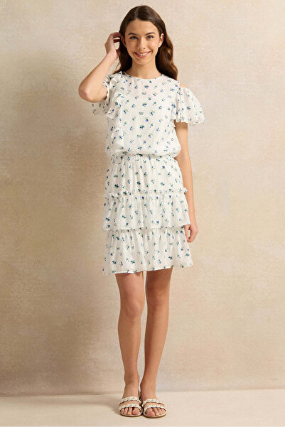 REDTAG Senior Girls White Printed Blouse