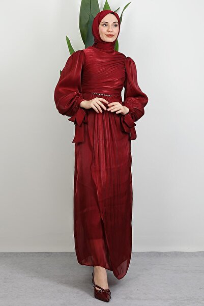 GİYZAMİLA Ahunisa Yoryo Evening Dress Burgundy