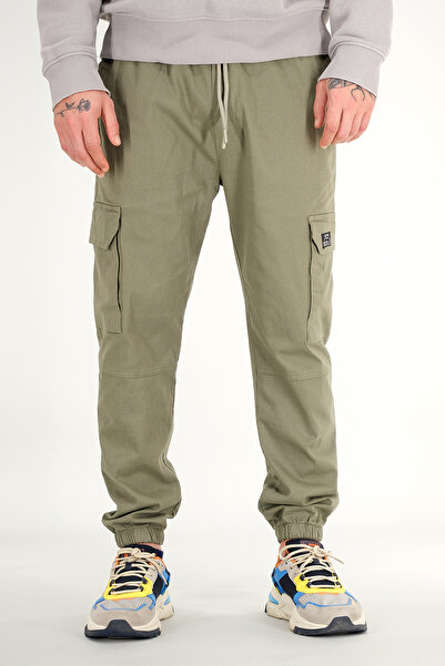 Souris Men's Light Khaki Cargo Pants Relaxed Fit Cotton Elasticated Leg