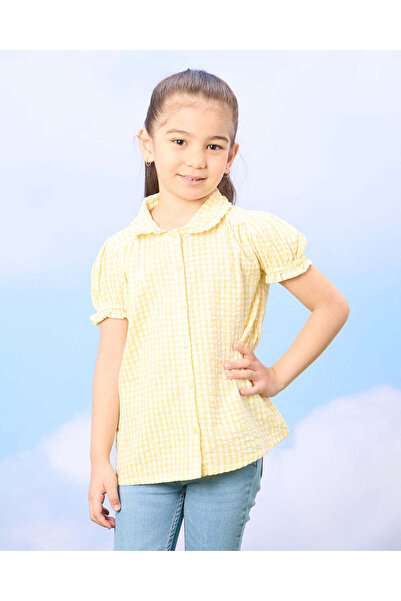 REDTAG Girls Yellow Checkered Blouse