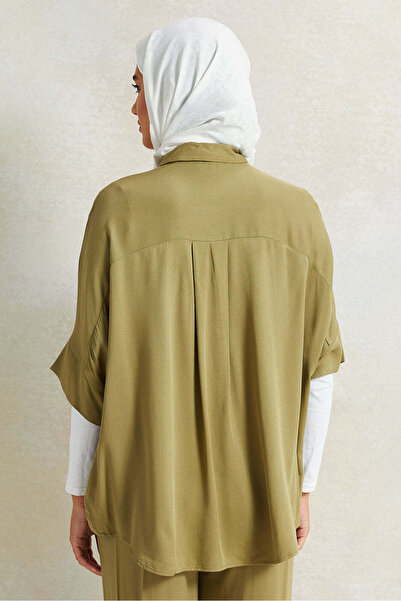 REDTAG Women Olive Front Button Blouse