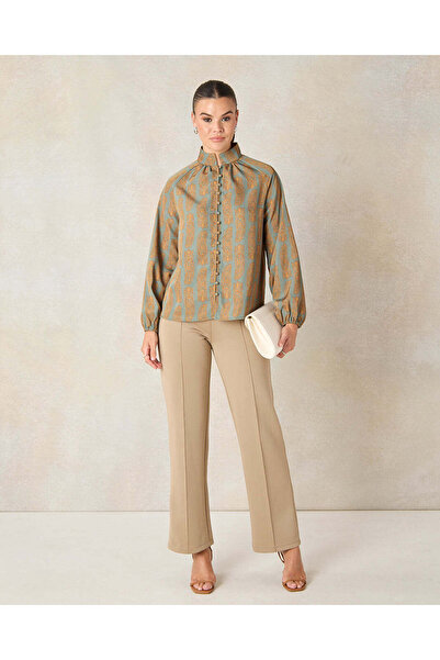 REDTAG Women Mustard Printed Button Down Blouse