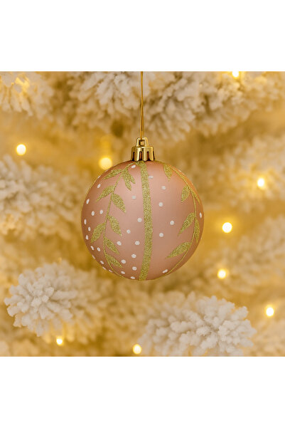 Selgot Christmas baubles, diameter 8 cm, 6 pcs, color pink-gold, model 3