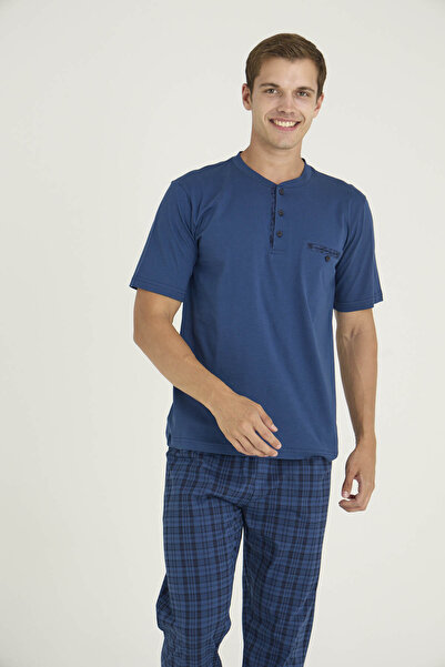 Etoile Men's Short Sleeve Midi Collar Summer Pajamas Set 2118