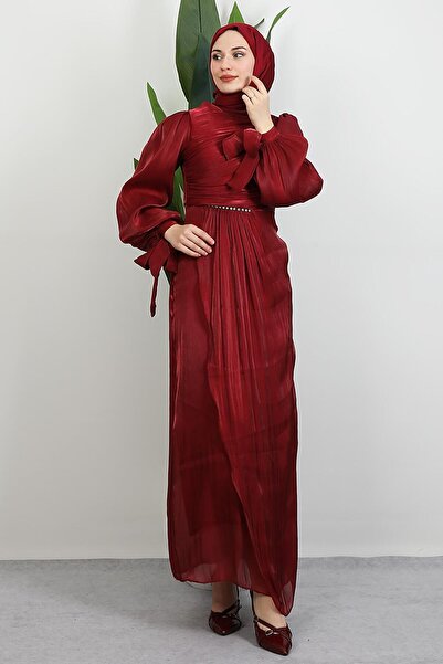 GİYZAMİLA Βραδινό φόρεμα Ahunisa Yoryo Βουργουνδίας