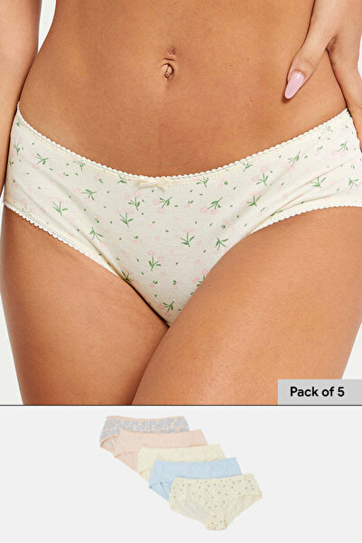 REDTAG Women Assorted Printed Boyleg Brief (Pack of 5)