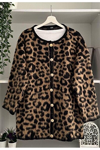 VARENZEA Leopar Desen Kadın Lüks Triko Hırka