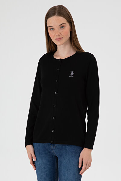 U.S. Polo Assn. Kadın Siyah Basic Triko Hırka 50313624-VR046