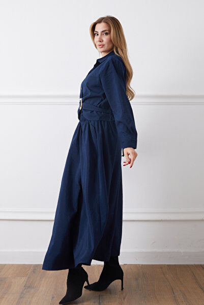 DPARİS Belt Detailed Shirt Skirt Two-Piece Set