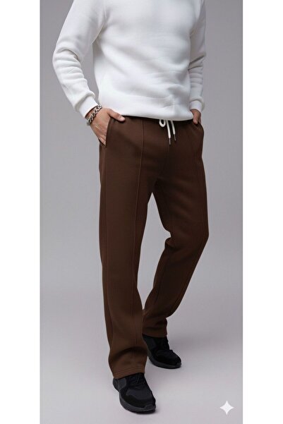 NO 601 Ανδρικό φούτερ με φαρδύ πόδι σε καφέ χρώμα