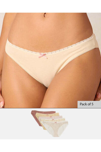 REDTAG Women Assorted Printed Bikini Brief Set (Pack of 5)