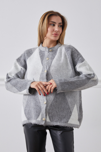 DPARİS Baklava Patterned Gold Buttoned Knit Cardigan