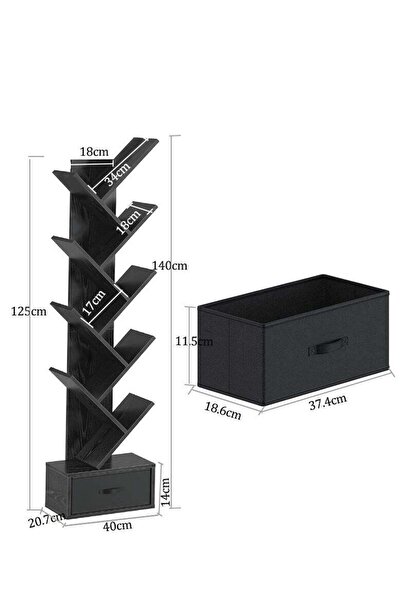 ZUIHAO Tier Tree Bookshelf Small Bookcase with Storage Cabinet Modern Tall Narrow Bookshelves