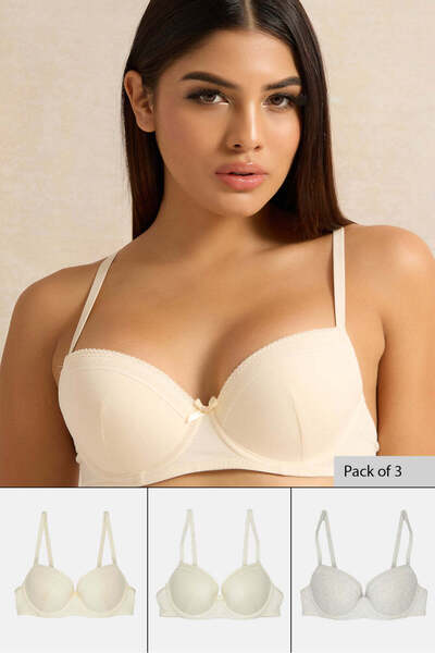 REDTAG Women Assorted T-Shirt Bra Set (Pack of 3)