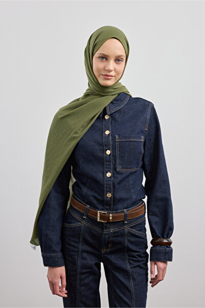 Qef Organic Crash Shawl Khaki Green