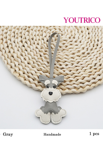 Youtrico 1pc Schnauzer Dog Handmade Bag Charm - PU Leather Cute Pet Keychain