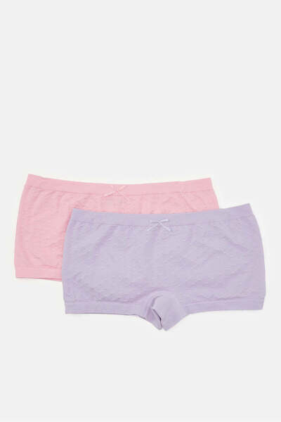 REDTAG Senior Girls Purple And Pink Jacquard Boyshort Brief (Pack of 2)